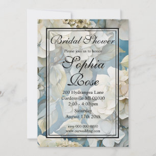 Elegante moody stoffige blauw waterverf bloemen kaart