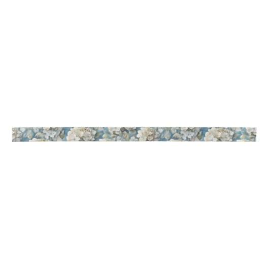 Elegante moody stoffige blauw waterverf bloemen lint (Voorkant)