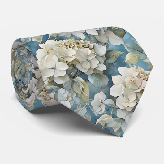 Elegante moody stoffige blauw waterverf bloemen stropdas (Opgerold)
