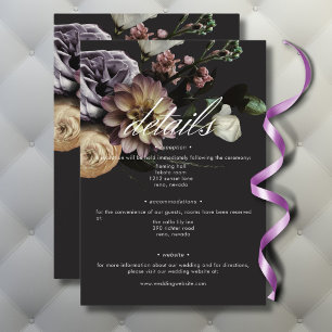 Elegante Moody Twilight Gedempte Bloemen Details Informatiekaartje