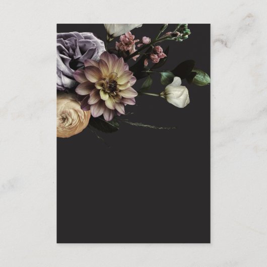 Elegante Moody Twilight Gedempte Bloemen Details Informatiekaartje (Achterkant)