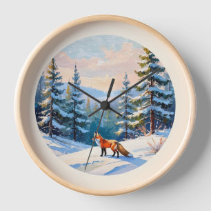 Elegante mooie aquarel rode vos in wintersneeuw
