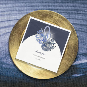 Elegante Mooie Blauwe Zwanen Watercolor Kunst Servet