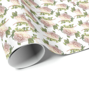 Elegante mooie blozende witte ivoor roze rozen cadeaupapier