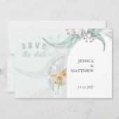 Elegante mooie munt Eucalyptus waterverf kunst Save The Date (Voorkant)
