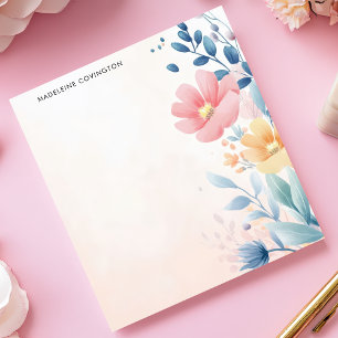 Elegante Mooie Pastelkleurige Bloemige Persoonlijk Notitieblok