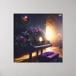 Elegante mooie pracht piano kamer canvas afdruk