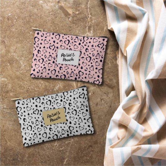 Elegante Mooie Roze Hart Naam gepersonaliseerd Etui