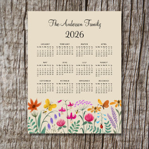 Elegante Mooie Waterverf Wilde Bloemen Kalender 20