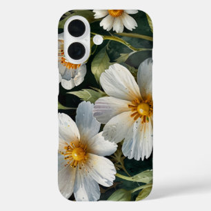 Elegante Mooie Witte Bloemen Waterverf Chic iPhone 16 Hoesje