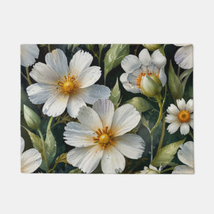 Elegante Mooie Witte Bloemen Waterverf Chic Deurmat
