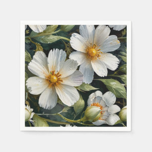 Elegante mooie witte bloemen Waterverf Chic Servet