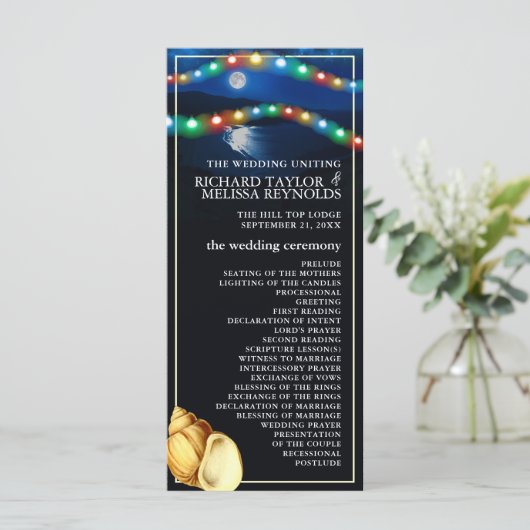 Elegante Moonlit Beach bruiloft Programma (Staand voorkant)