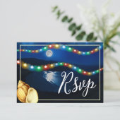 Elegante Moonlit Beach bruiloft RSVP Kaartje (Staand voorkant)