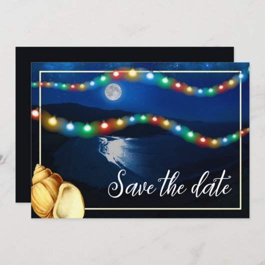 Elegante Moonlit Beach bruiloft Save The Date (Voorkant / Achterkant)