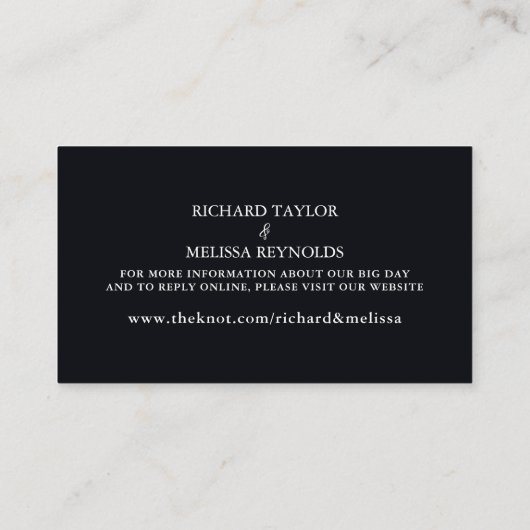 Elegante Moonlit Strand Bruiloft Website Informatiekaartje (Achterkant)