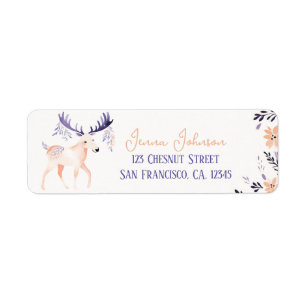 Elegante Moose Boho Perzik Lavendel Floral Design Etiket