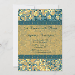 Elégante mosaïque bleue bachelorette invitation
