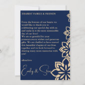 Elégante mosaïque bleue musulmane mariage Carte de (Dos)