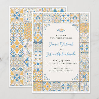 Elégante mosaïque de mosaïque Faire-part de mariag