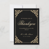 Elegante Moslim Zwart Goud Bruiloft Dank u Kaart (Voorkant)