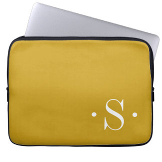 Elegante mosterd monogram laptophoes laptop sleeve