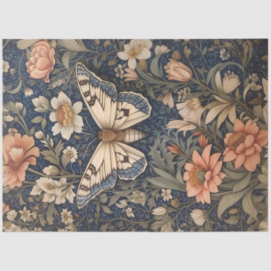 Elegante  mot William Morris Geïnspireerd Tissuepapier (Voorkant)