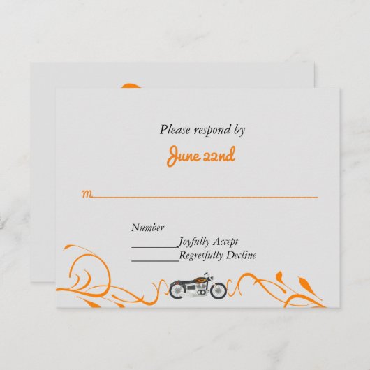 Elégante moto et des filles mariage RSVP (Devant / Derrière)