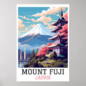 Elegante Mount Fuji Japan Reiskunst Poster (Voorkant)
