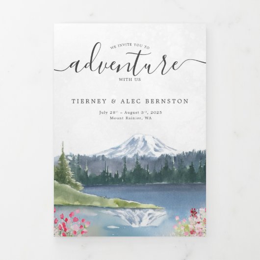 Elegante Mount Rainier bruiloft Drieluik Uitnodiging (Cover)