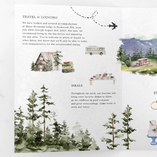 Elegante Mount Rainier bruiloft Drieluik Uitnodiging (Binnenzijde eerst)