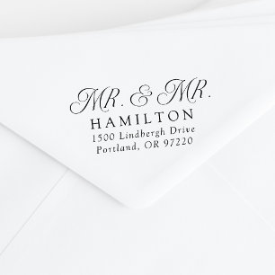 Elegante Mr en Mr Bruiloft Retouradres Rubberstempel