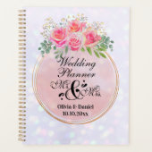 Elegante Mr en Mrs Blush Roze Bloemen Bruiloft Planner (Voorkant)
