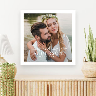 Elegante Mr en Mrs kalligrafie bruiloft Canvas Afdruk