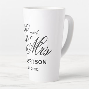 Elegante Mr en Mrs latte koffiemok voor pasgetrouw Mok