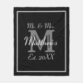Elegante Mr. en Mrs. Naam Zwart-wit Bruiloft Fleece Deken (Voorkant)