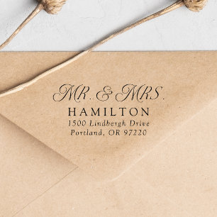 Elegante Mr en Mrs Wedding Retouradres Zelfinktende Stempel