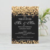 Elegante Mr. Mrs. Couples Douchen Gouden Lichten Kaart (Staand voorkant)