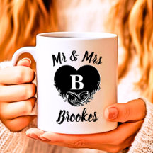 Elegante Mr. Mrs. Letter B Heart Wedding Dank u
