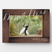 Elegante Mr & Mrs Script rustieke trouwfoto Fotoplaat (voorkant)