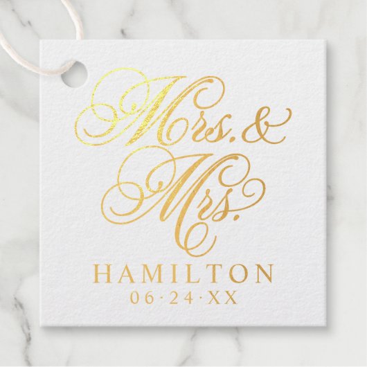 Elegante Mrs. en Mrs. Script Custom Monogram Bedankjes Labels (Voorkant)
