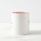Elegante Mrs Script Roze Trouw Monogram Tweekleurige Koffiemok (Center)