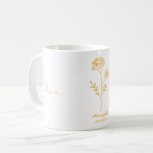 Elégante Mug blanche avec Fleur de Marigold orange