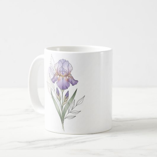 Elégante Mug d'aquarelle Iris Bloom (Devant gauche)