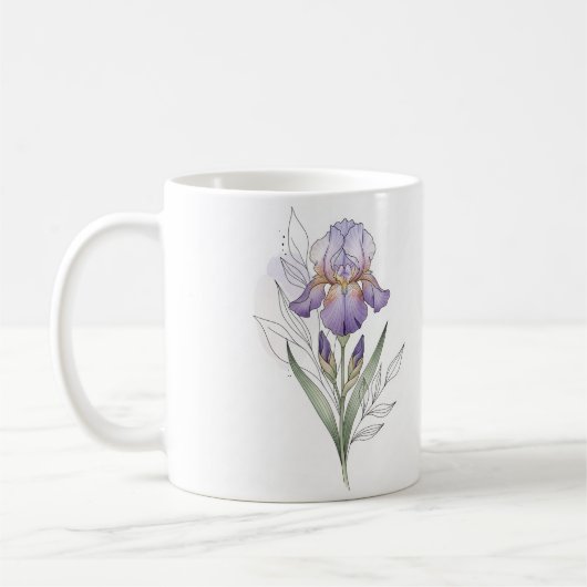 Elégante Mug d'aquarelle Iris Bloom (Gauche)