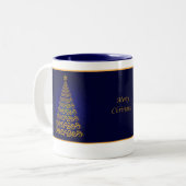Élégante Mug d'arbre de Noël bleu (Devant gauche)