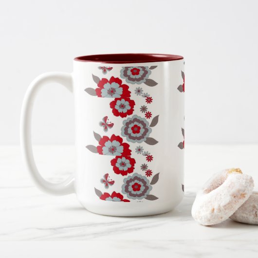 Élégante Mug de café à fleurs moderneChic (Avec donut)