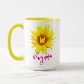 Élégante Mug de café de tournesol floral (Son nom) (Gauche)
