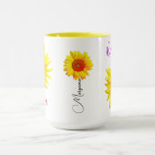 Élégante Mug de café de tournesol floral (Son nom) (Centre)