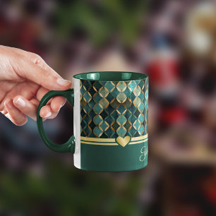 Élégante Mug de café en or turquoise